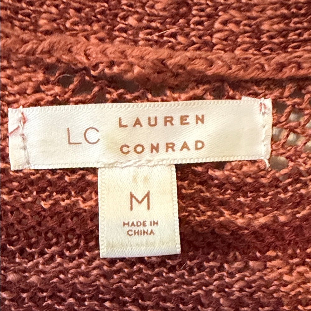 LC Lauren Conrad Women's Knit Cardigan in Rich Rust - Picture 2 of 8